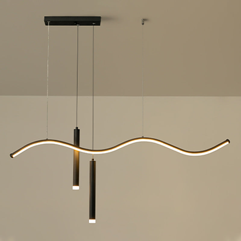 3-Light Linear Island Lighting Contemporary Metal Island Lights