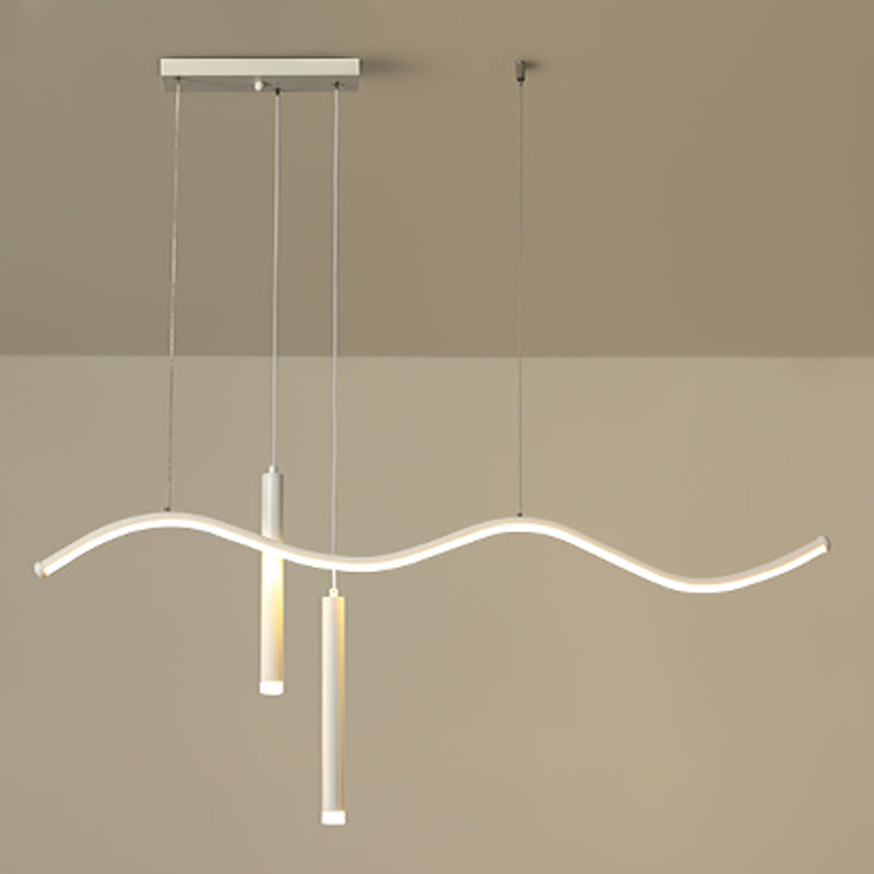 3-Light Linear Island Lighting Contemporary Metal Island Lights