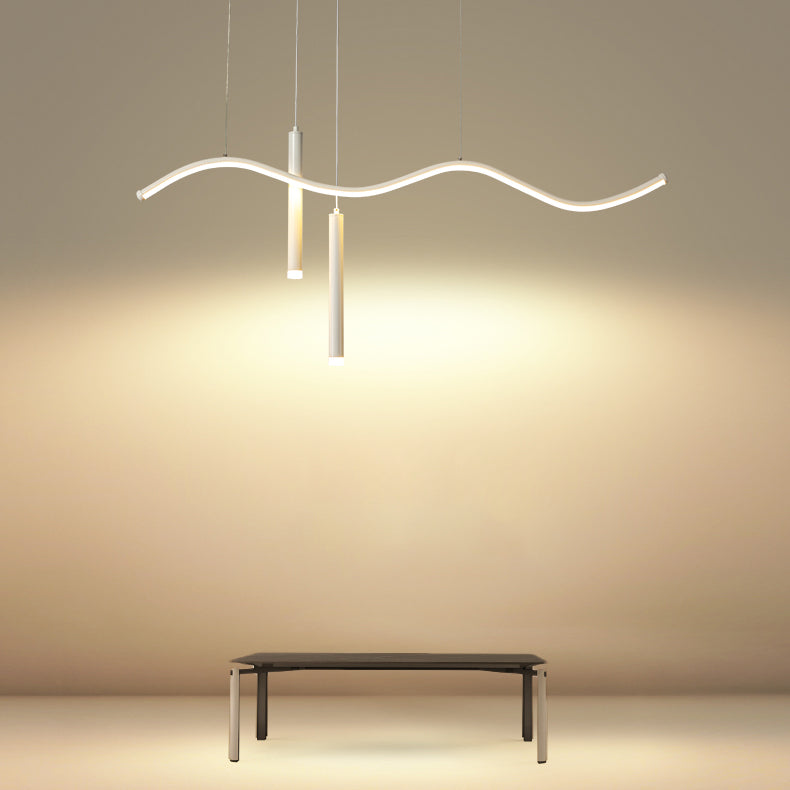 3-Light Linear Island Lighting Contemporary Metal Island Lights