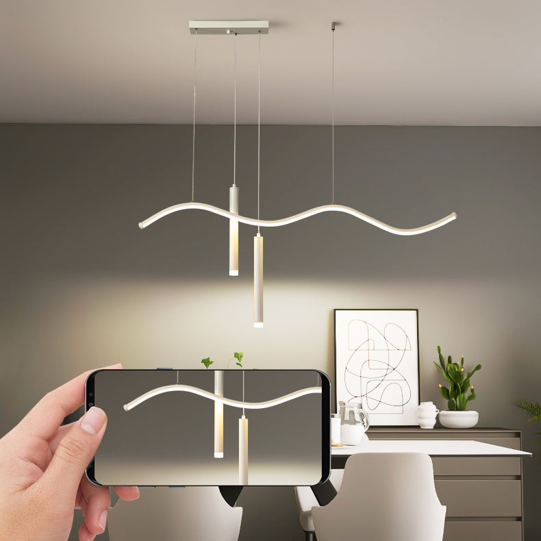 3-Light Linear Island Lighting Contemporary Metal Island Lights