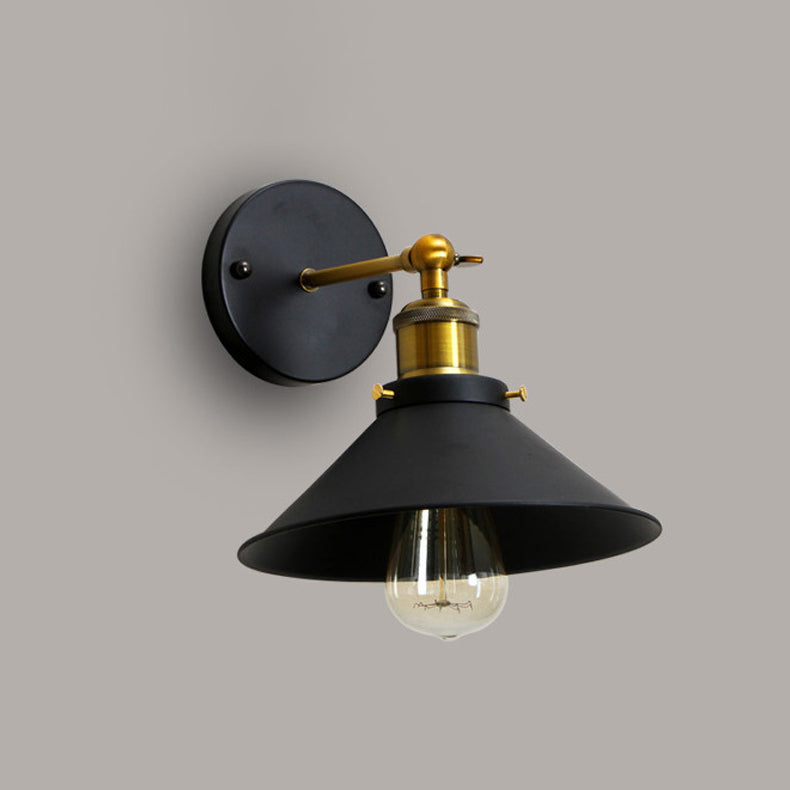 1-Light Flare Shade Wall Sconce Industrial Style Metal Wall Lighting in Black