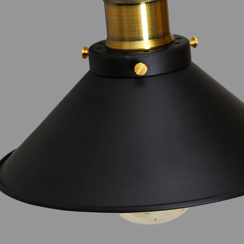 1-Light Flare Shade Wall Sconce Industrial Style Metal Wall Lighting in Black
