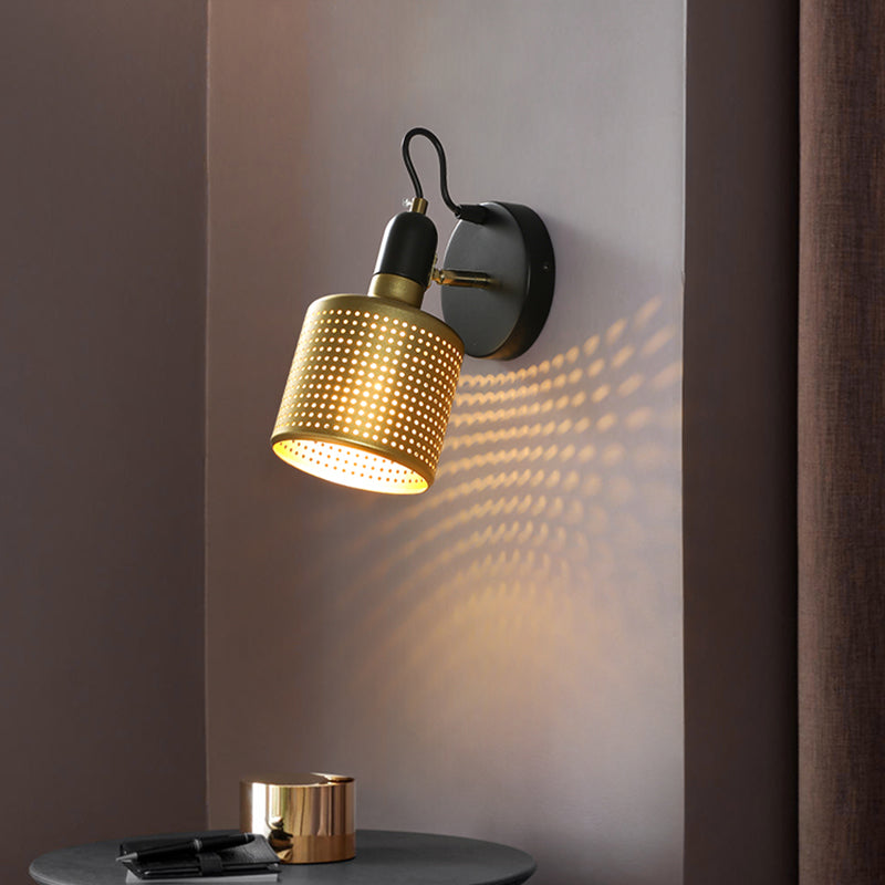 Moderner Stil Verstellbarer Zylinderwandleuchten Beleuchtung Metall 1 Lichtwandmontierte Lampen in Gold