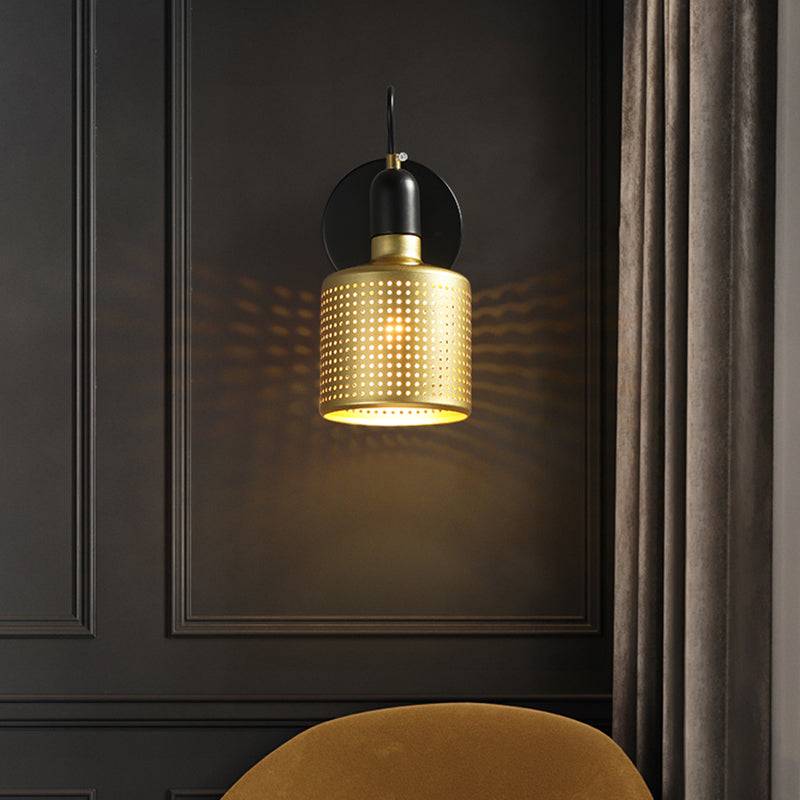 Moderner Stil Verstellbarer Zylinderwandleuchten Beleuchtung Metall 1 Lichtwandmontierte Lampen in Gold