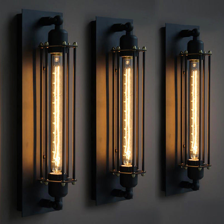 Industrial Style Rectangular Wall Sconce Lighting Metal 1 Light Wall Mounted Lamps