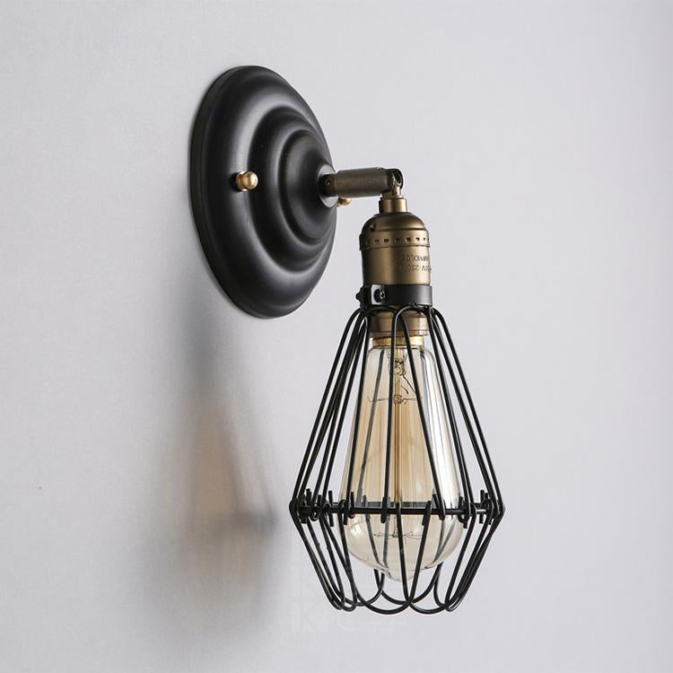 Industrial Style Caged Wall Sconce Lighting Metal 1 Light Wall Mounted Lamps