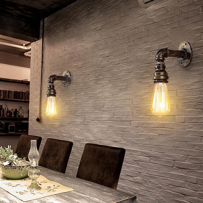 Pipa dell'acqua ombra illuminazione a parete metallica in stile industriale 1 lampada montata a parete