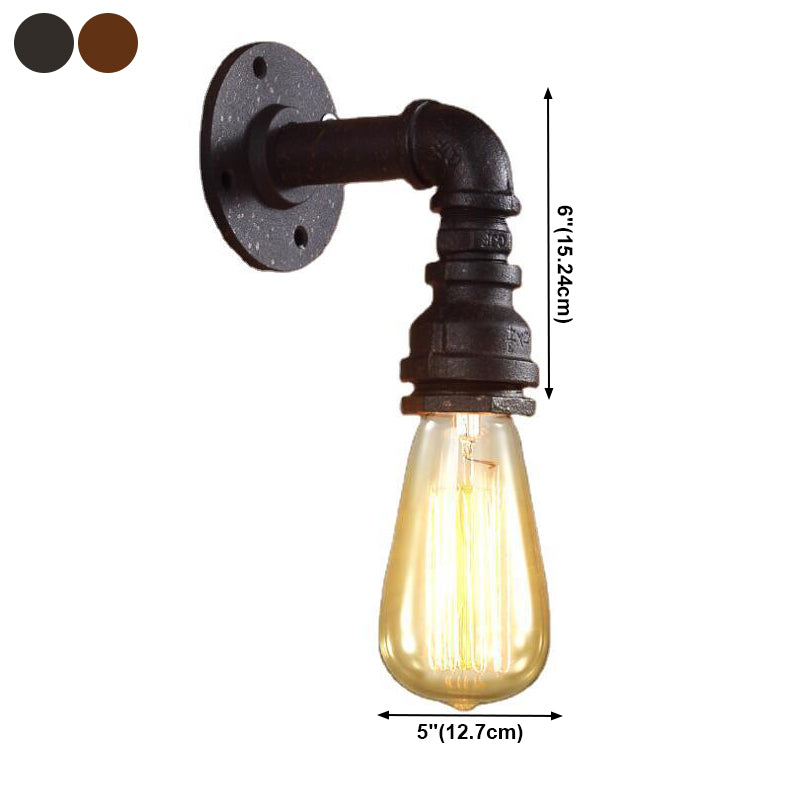 Pipa dell'acqua ombra illuminazione a parete metallica in stile industriale 1 lampada montata a parete