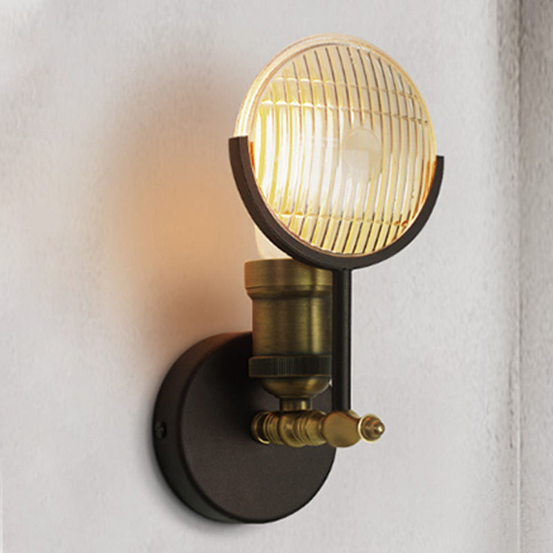 Glass Round Shade Wall Lighting Industrial Style 1 Light Wall Mounted Light Fixture in Clear