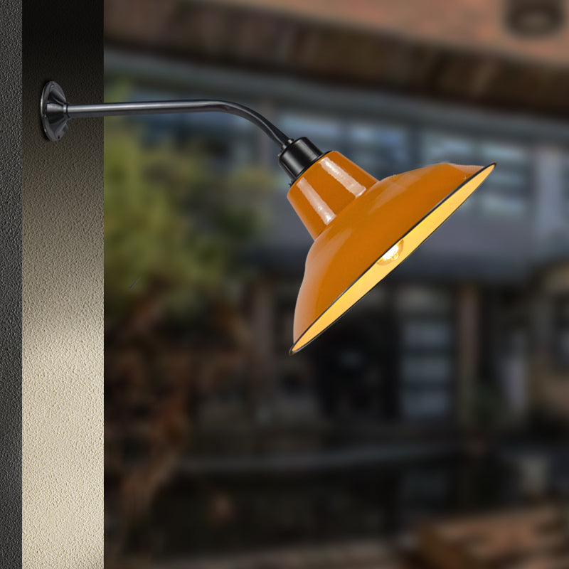 Porcelain Flare Shade Wall Lighting Industrial Style 1 Light Wall Mounted Light Fixture