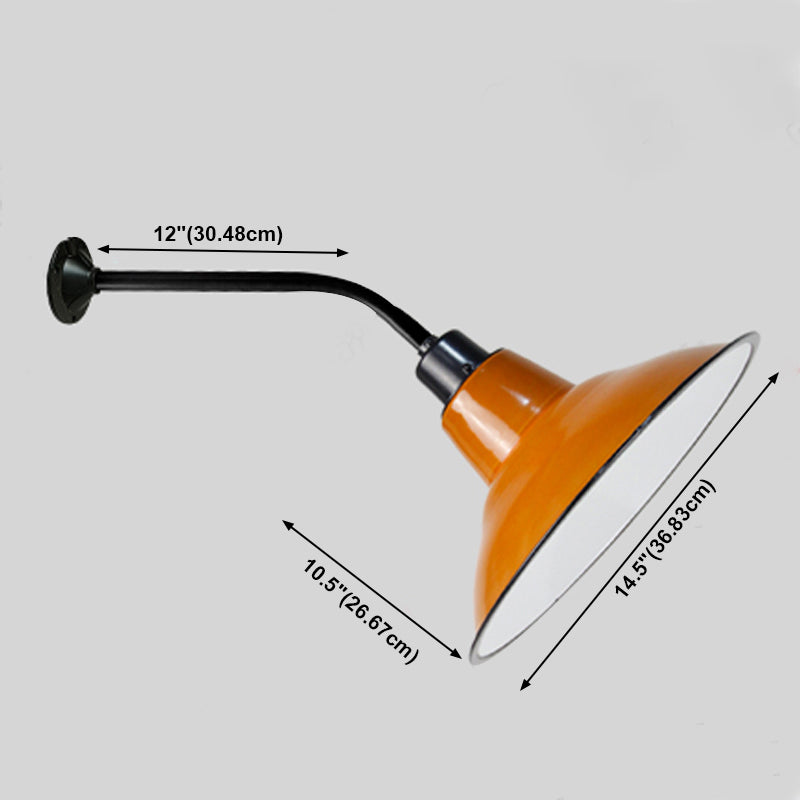 Porcelain Flare Shade Wall Lighting Industrial Style 1 Light Wall Mounted Light Fixture
