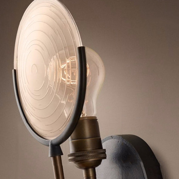 Glass Round Shade Wall Lighting Industrial Style 1 Light Wall Mounted Light Fixture in Black