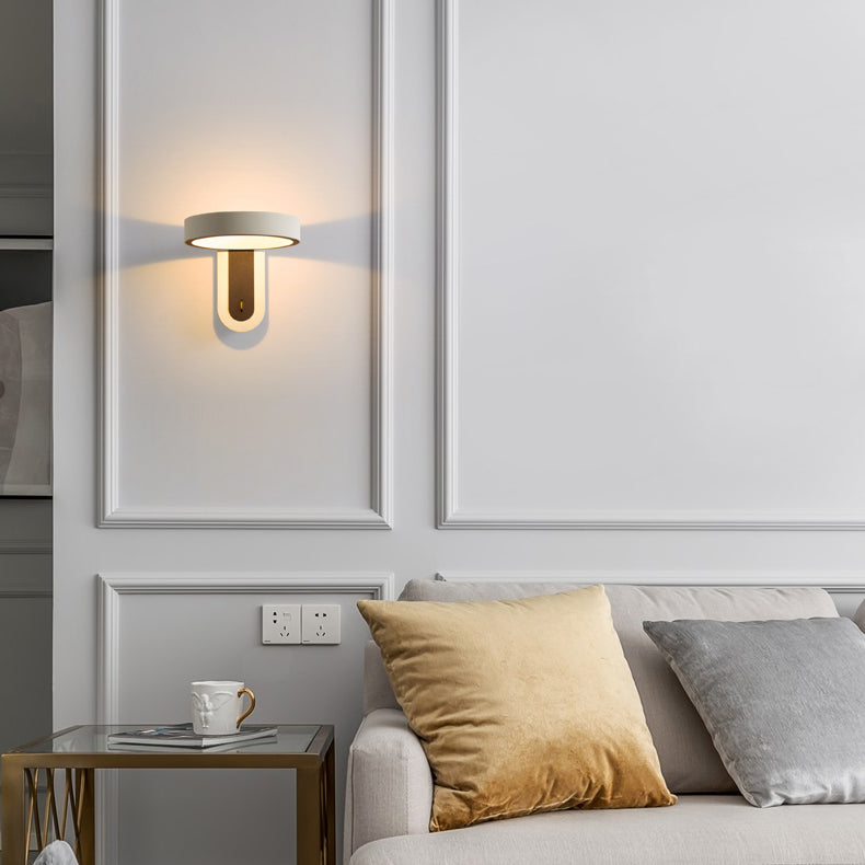 Metal Round Shade Wall Lighting Modern Style 1 Light Wall Mounted Light Fixture in Gray