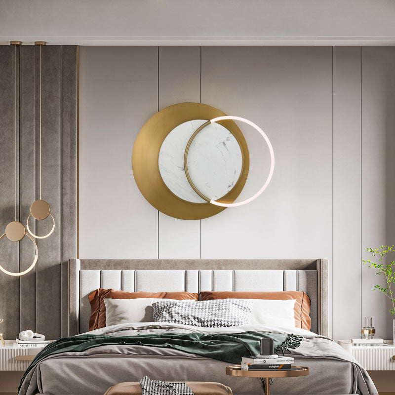 Metal Round Shade Wall Lighting Modern Style 1 Light Wall Mounted Light Fixture in Brass