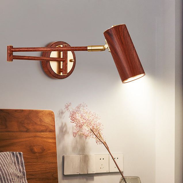 1-Licht-Zylinderwandbeleuchtung moderner Metallwandmontageleuchte in Braun