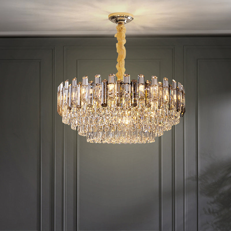 Round Pendant Lighting Fixture Modern Crystal Chandeliers for Dining Room