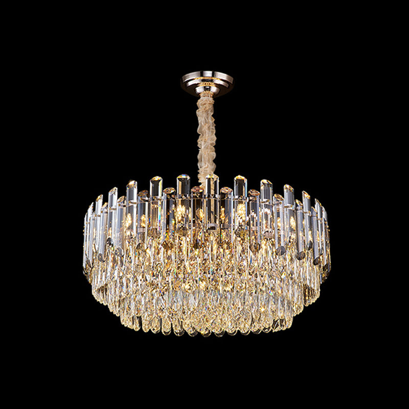 Round Pendant Lighting Fixture Modern Crystal Chandeliers for Dining Room