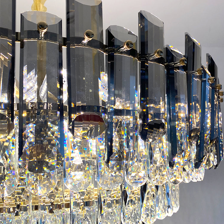 Round Pendant Lighting Fixture Modern Crystal Chandeliers for Dining Room