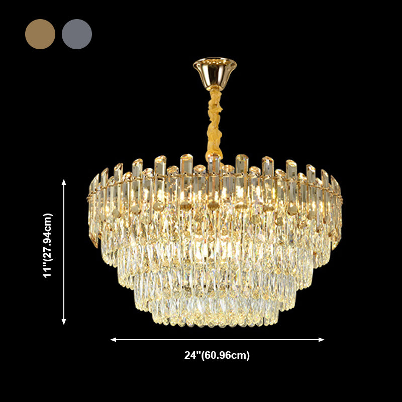 Round Pendant Lighting Fixture Modern Crystal Chandeliers for Dining Room