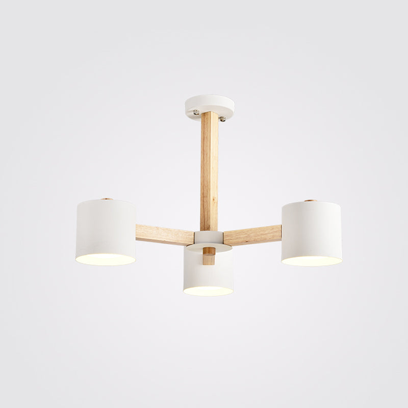 Nordic Modern Style Chandelier Lighting Fixtures Cylinder Wood Chandelier Lights