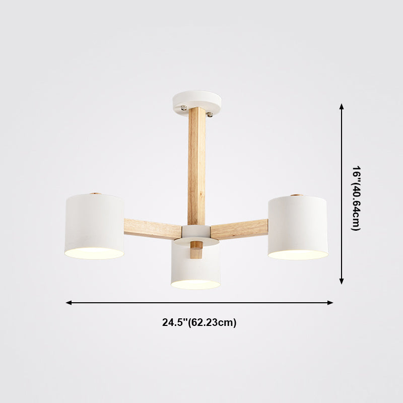 Nordic Modern Style Chandelier Lighting Fixtures Cylinder Wood Chandelier Lights