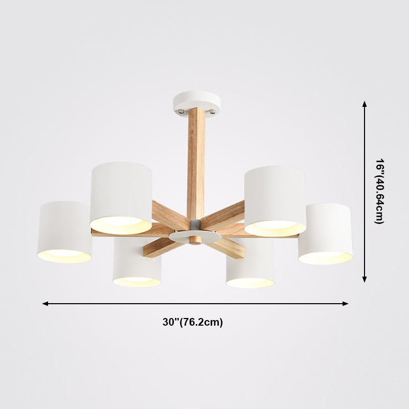 Nordic Modern Style Chandelier Lighting Fixtures Cylinder Wood Chandelier Lights
