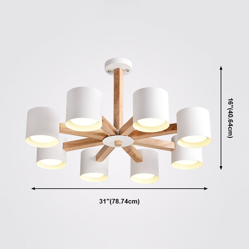 Nordic Modern Style Chandelier Lighting Fixtures Cylinder Wood Chandelier Lights