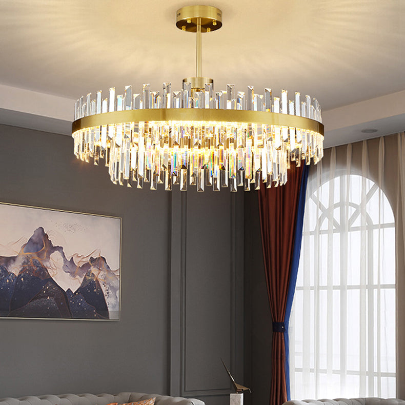 Modern Simple LED Chandelier Crystal Circular Pendant Light for Dining Room
