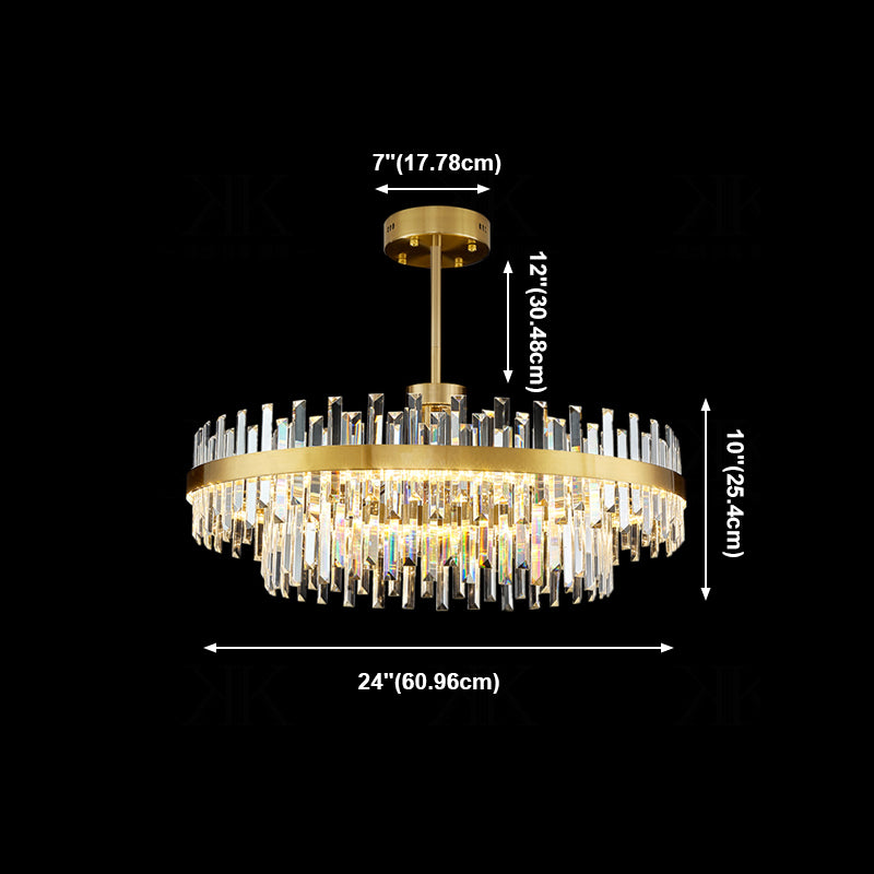 Modern Simple LED Chandelier Crystal Circular Pendant Light for Dining Room