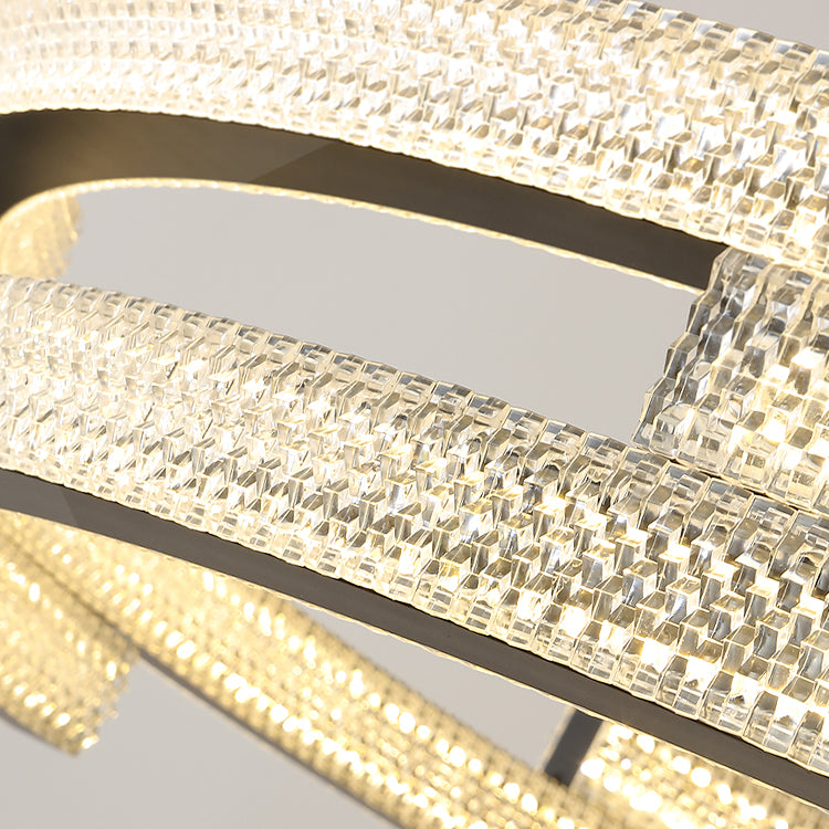 Contemporary Luxury LED Pendant Light Metal Linear Chandelier for Living Room