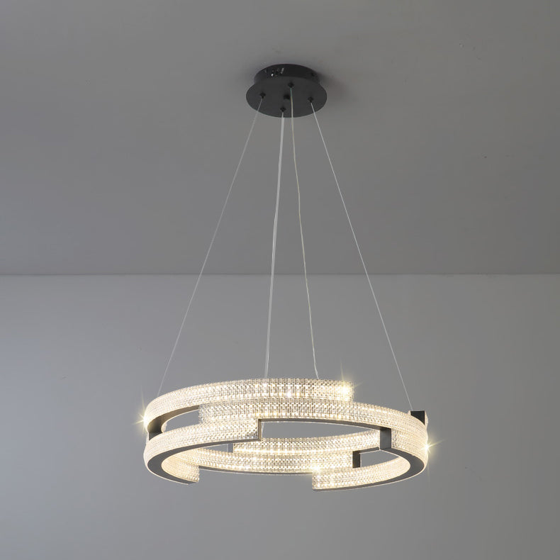 Contemporary Luxury LED Pendant Light Metal Linear Chandelier for Living Room