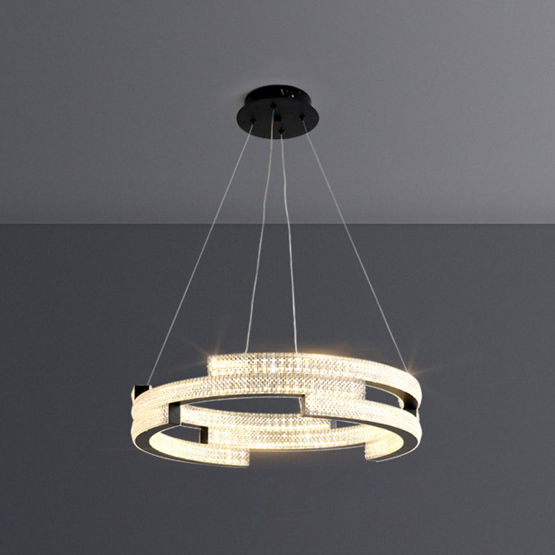 Contemporary Luxury LED Pendant Light Metal Linear Chandelier for Living Room