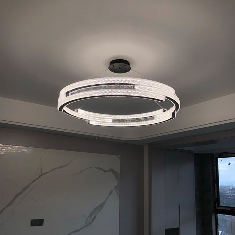 Contemporary Luxury LED Pendant Light Metal Linear Chandelier for Living Room