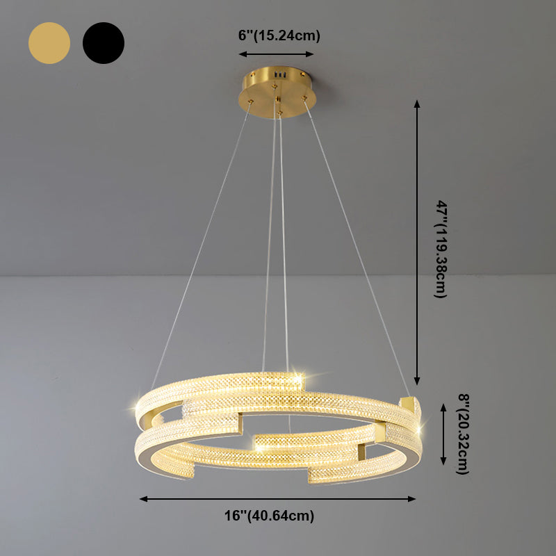 Contemporary Luxury LED Pendant Light Metal Linear Chandelier for Living Room