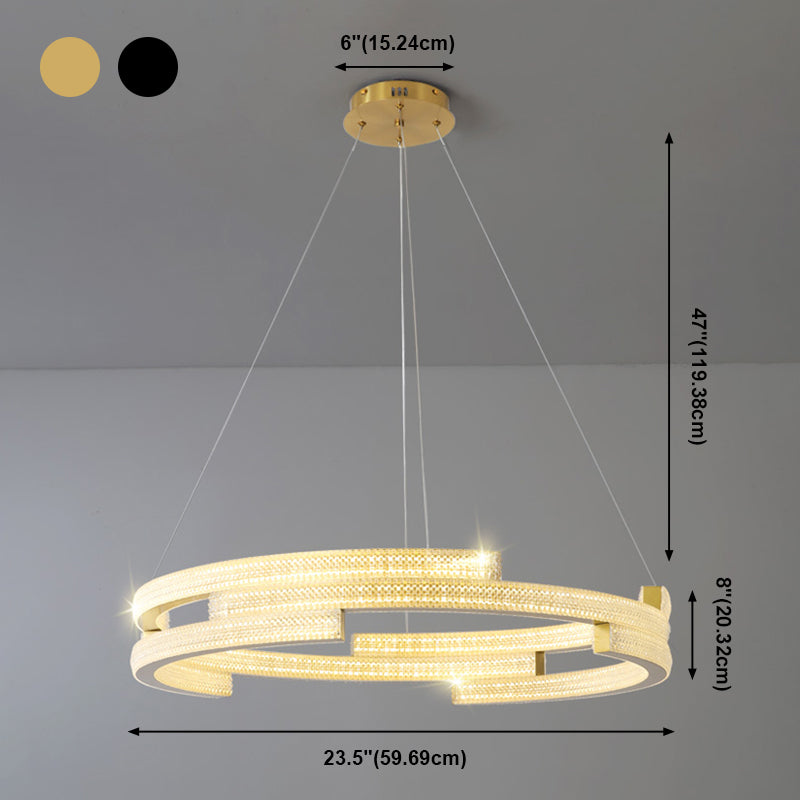 Contemporary Luxury LED Pendant Light Metal Linear Chandelier for Living Room