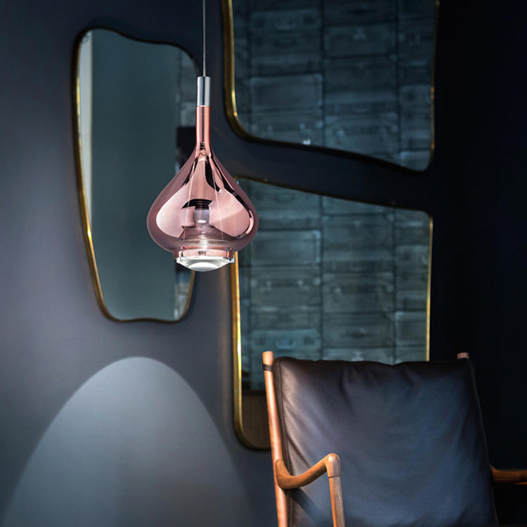 Moderne kreative einheizliche Lichtelektroplate Eisengeometrische Hanglampe mit Glasschatten