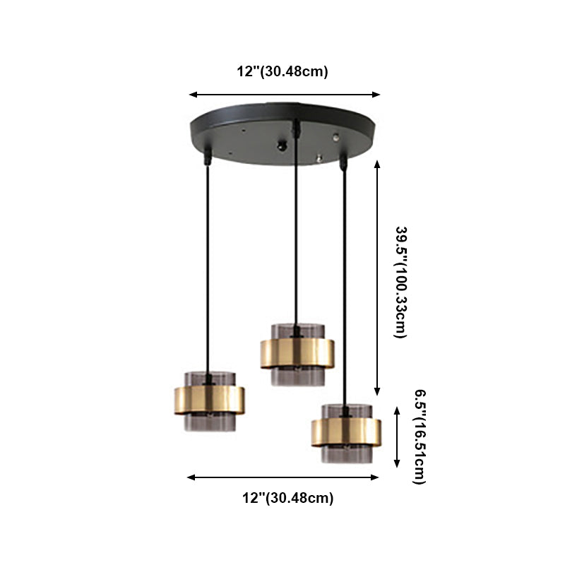 Elektroplat -Metallheizlicht in moderner künstlerischer Stilglaszylindrische Hängelampe für Schlafzimmer