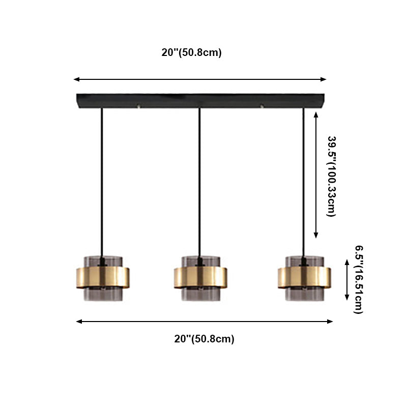 Elektroplat -Metallheizlicht in moderner künstlerischer Stilglaszylindrische Hängelampe für Schlafzimmer