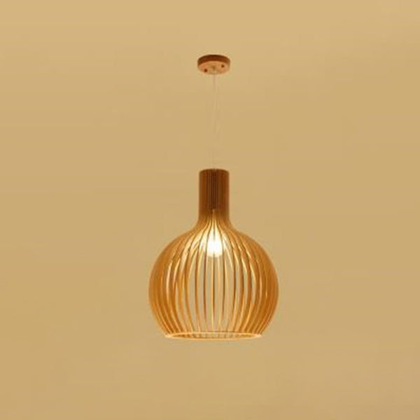 Moderne minimalistische Single Hanging Lampe Holz geometrische Anhängerlicht in der Holzfarbe