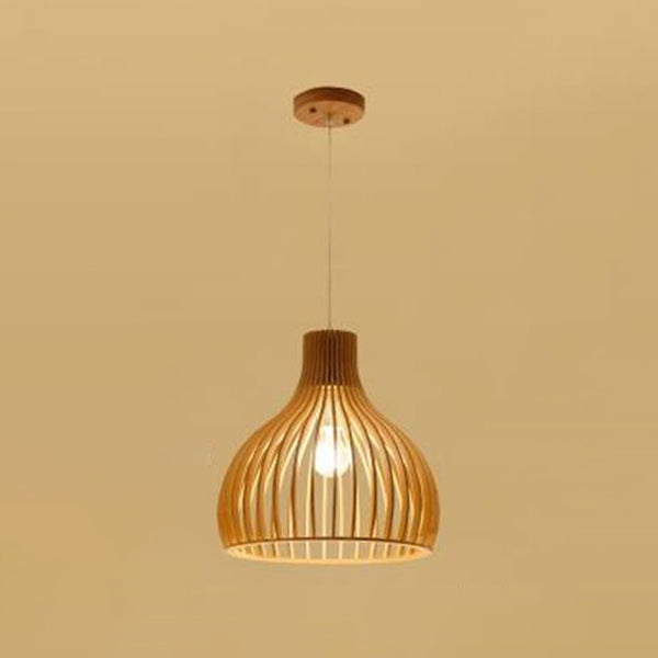 Moderne minimalistische Single Hanging Lampe Holz geometrische Anhängerlicht in der Holzfarbe