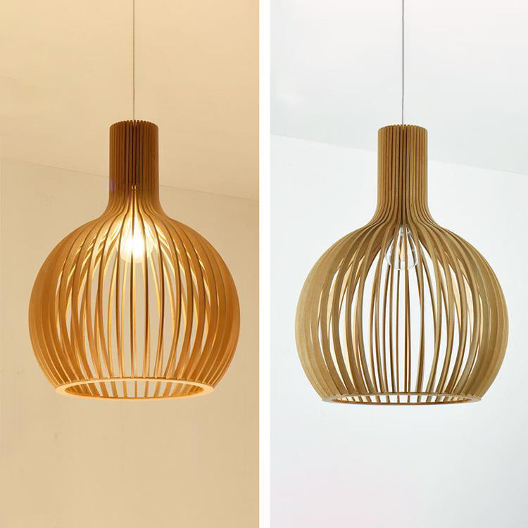 Moderne minimalistische Single Hanging Lampe Holz geometrische Anhängerlicht in der Holzfarbe