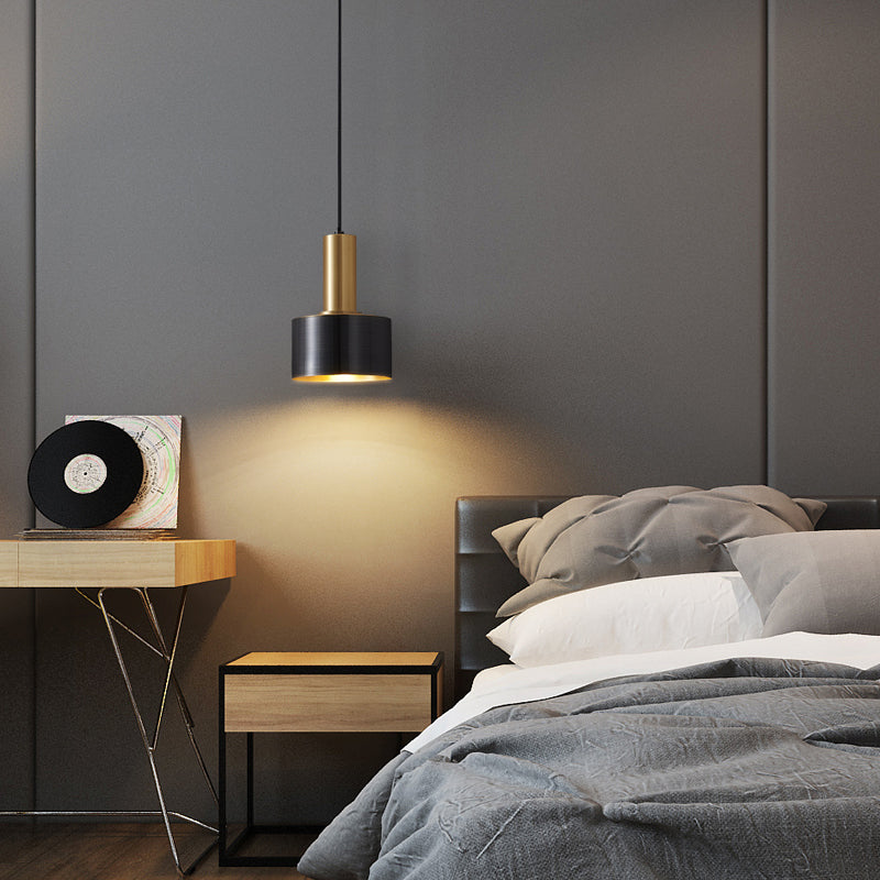 Moderne künstlerische zylindrische Hanglampe Kupfer -Einzelheizlicht für Schlafzimmer