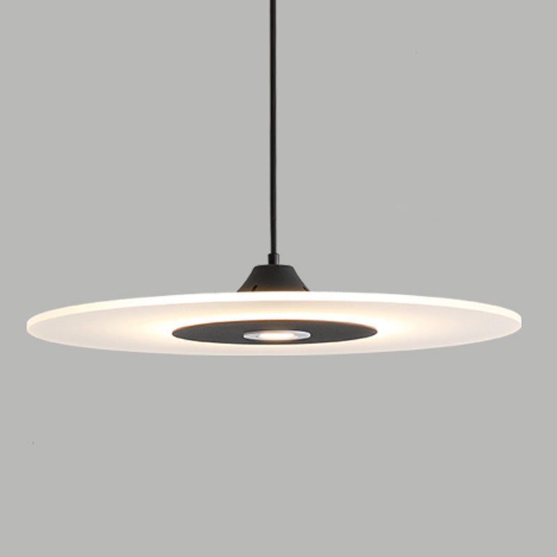 Modern Artistic LED Hanging Lamp Wrought Iron Circular Pendant Light with Acrylic Shade