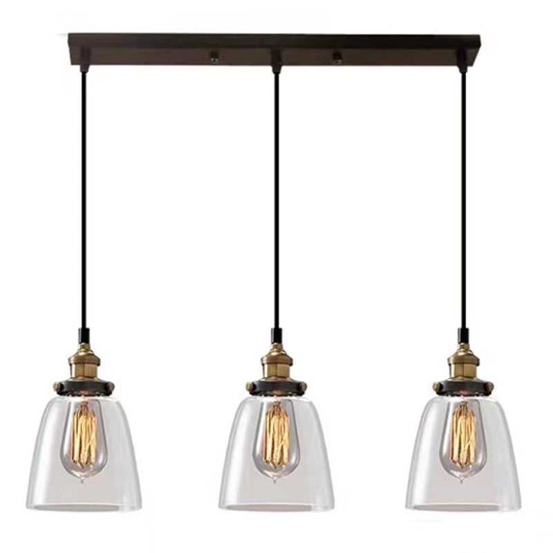 Industrial Vintage Geometric Pendant Light Electroplate Iron Hanging Lamp with Glass Shade