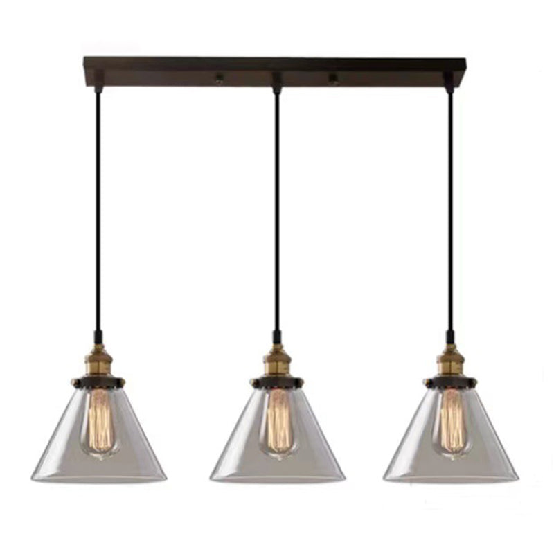 Industrial Vintage Geometric Pendant Light Electroplate Iron Hanging Lamp with Glass Shade