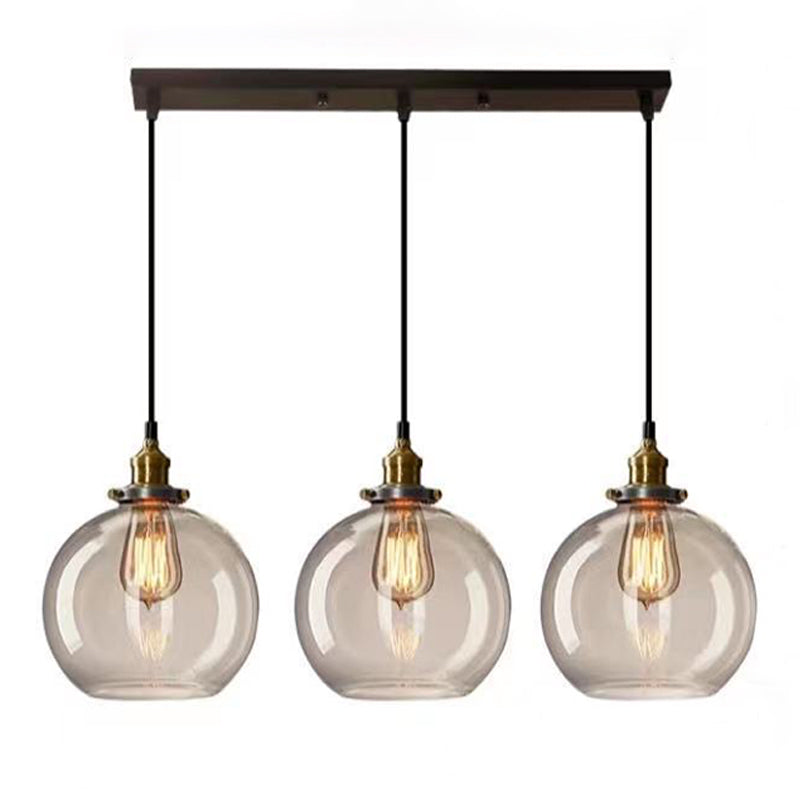 Industrial Vintage Geometric Pendant Light Electroplate Iron Hanging Lamp with Glass Shade