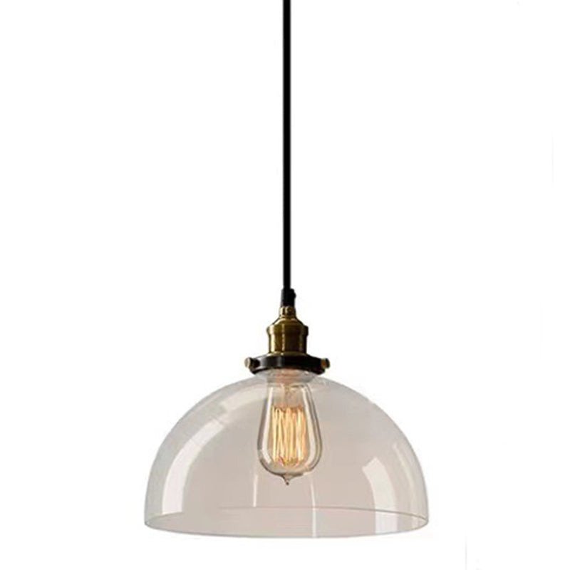 Industrial Vintage Geometric Pendant Light Electroplate Iron Hanging Lamp with Glass Shade