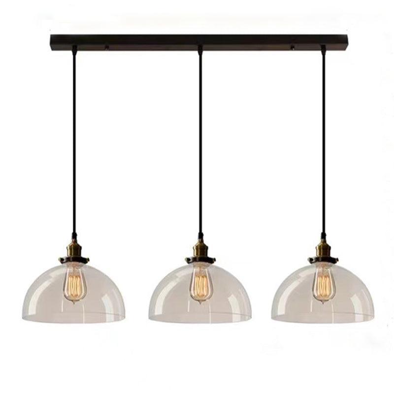 Industrial Vintage Geometric Pendant Light Electroplate Iron Hanging Lamp with Glass Shade