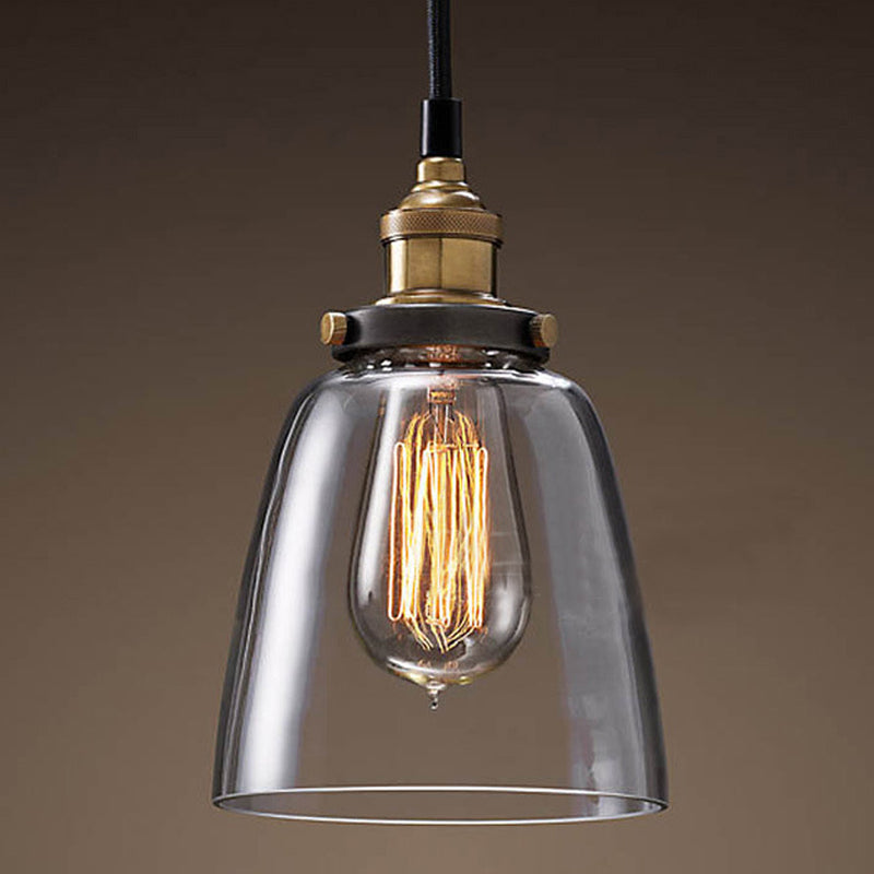 Industrial Vintage Geometric Pendant Light Electroplate Iron Hanging Lamp with Glass Shade