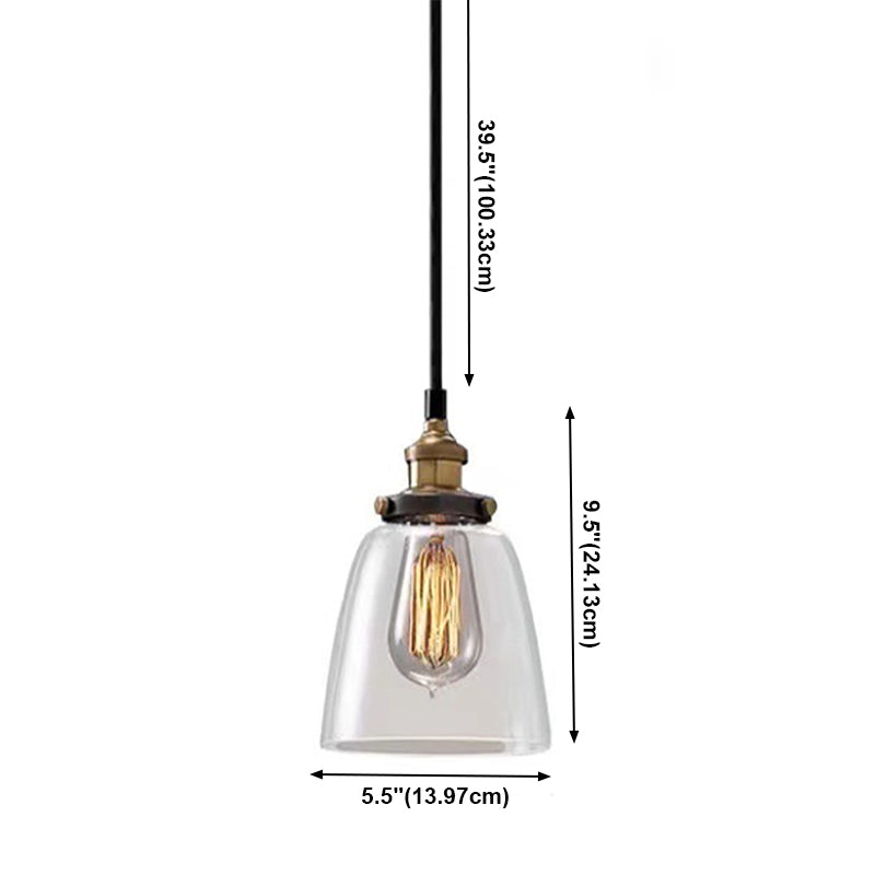 Industrial Vintage Geometric Pendant Light Electroplate Iron Hanging Lamp with Glass Shade